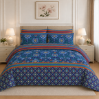 Ethnic Floral Cotton Printed Quilt Cover Set