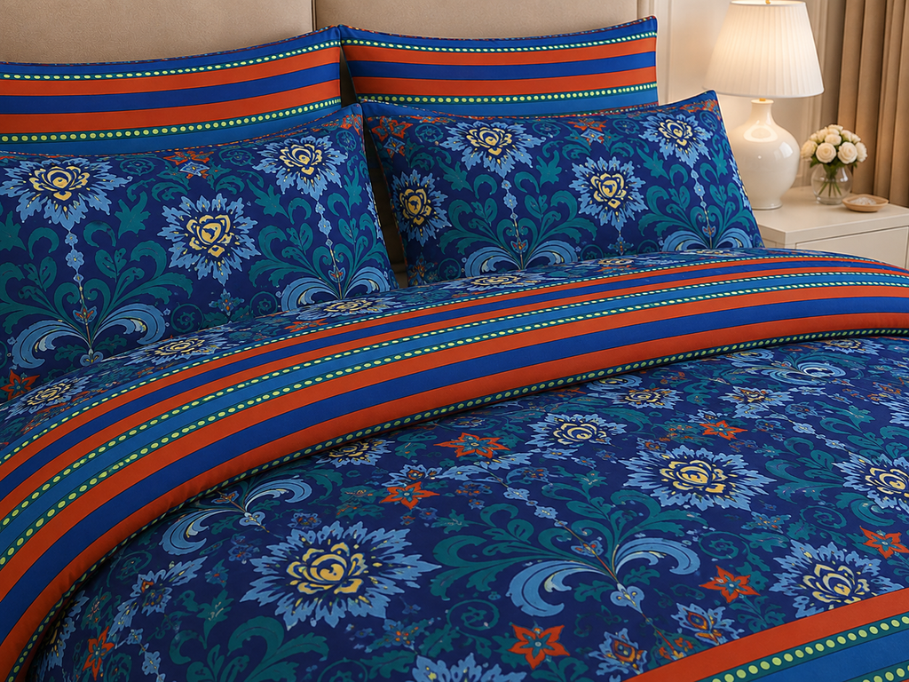 Ethnic Floral Cotton Printed Quilt Cover Set