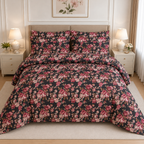 Deep Teal & Coral Wildflower Cotton Printed Bed Sheet Set
