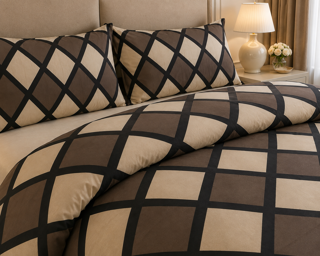 Geometric Border Cotton Printed Quilt Cover Set