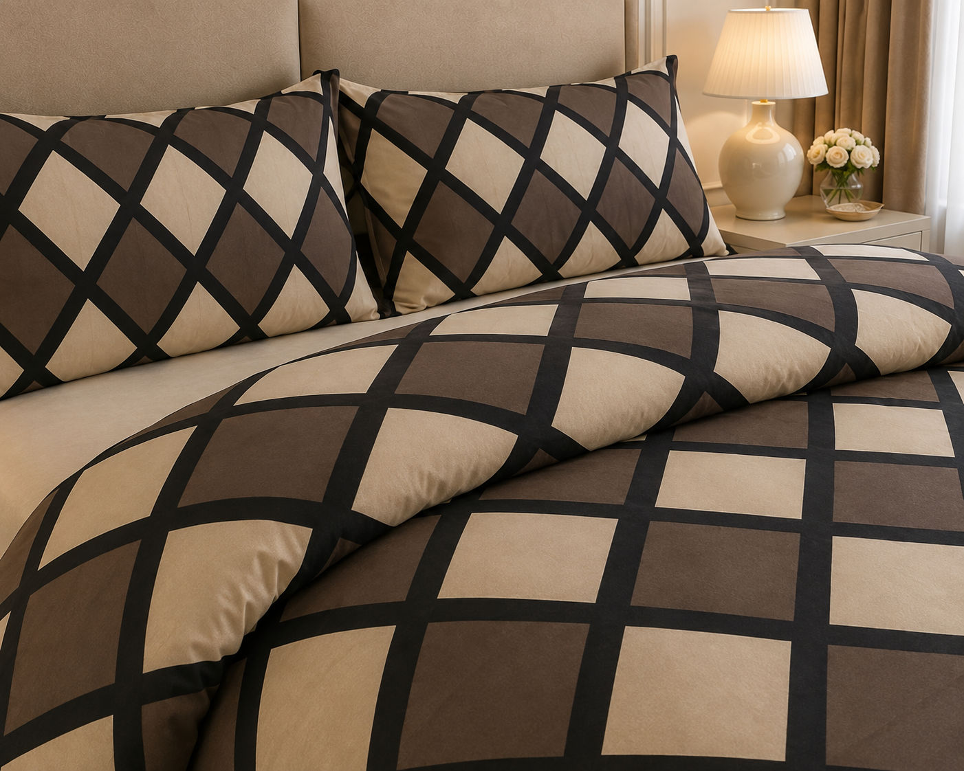 Geometric Border Cotton Printed Quilt Cover Set