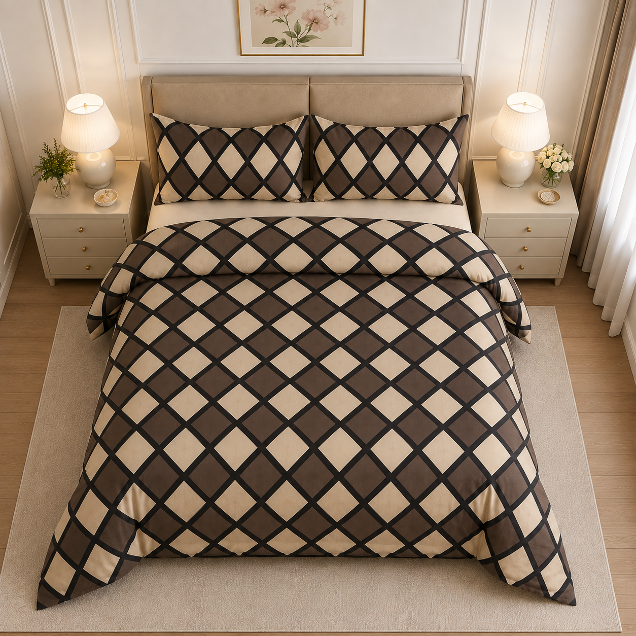 Geometric Border Cotton Printed Quilt Cover Set