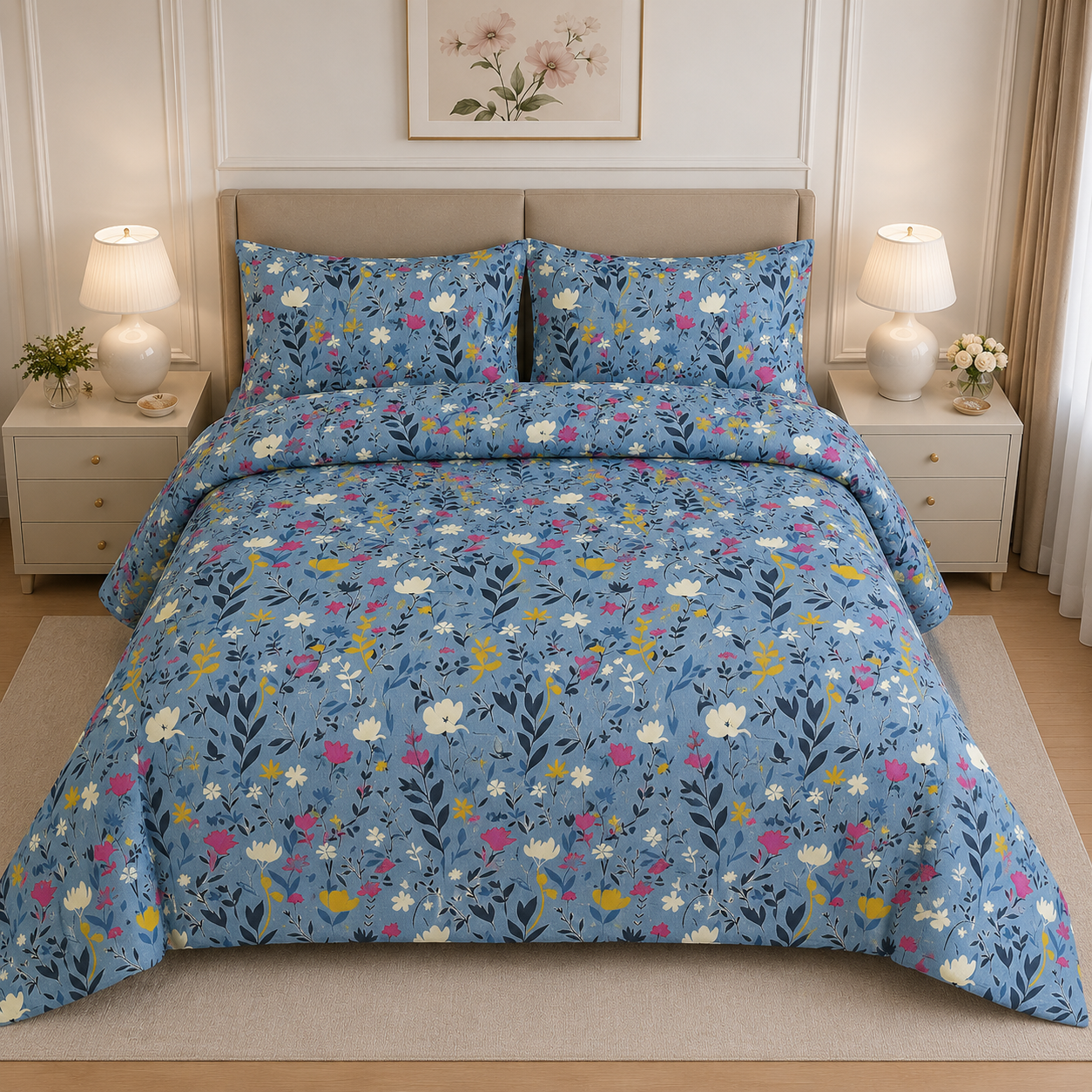 Slate Geometric Cotton Printed Quilt Cover Set