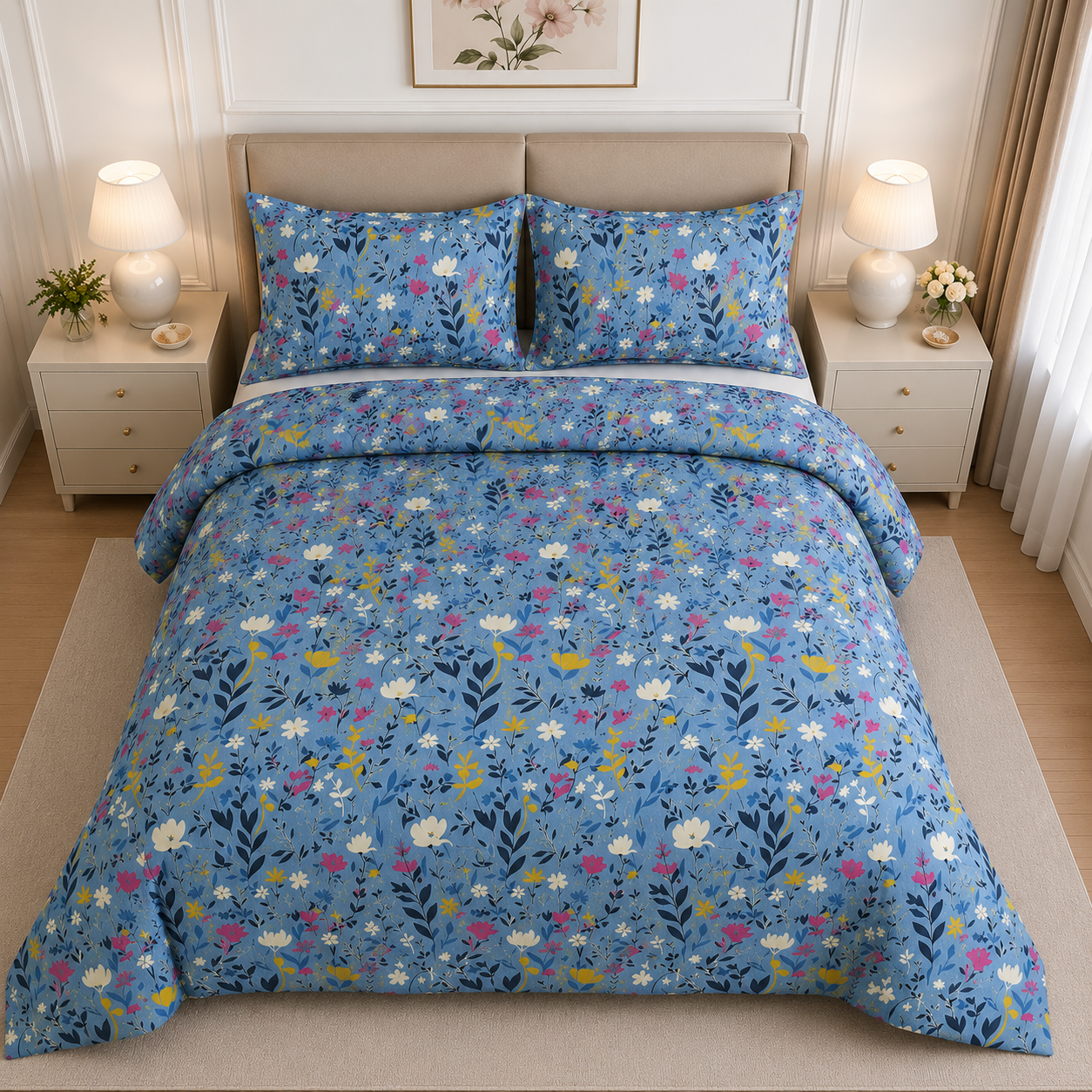 Slate Geometric Cotton Printed Quilt Cover Set