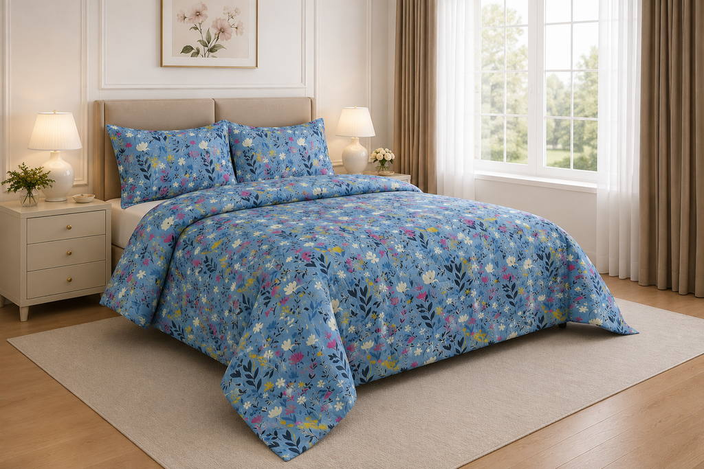 Slate Geometric Cotton Printed Quilt Cover Set