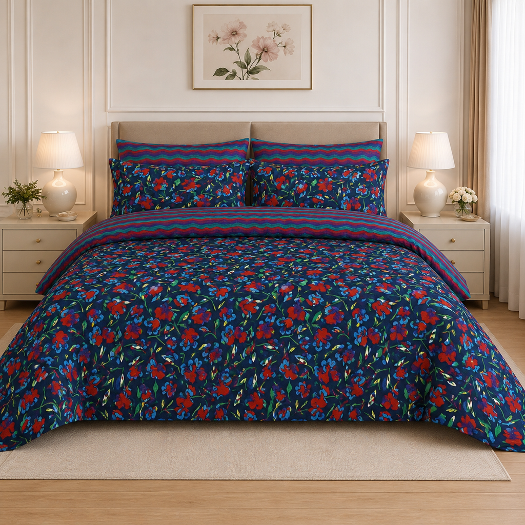 Soft Wildflower Cotton Printed Quilt Cover Set