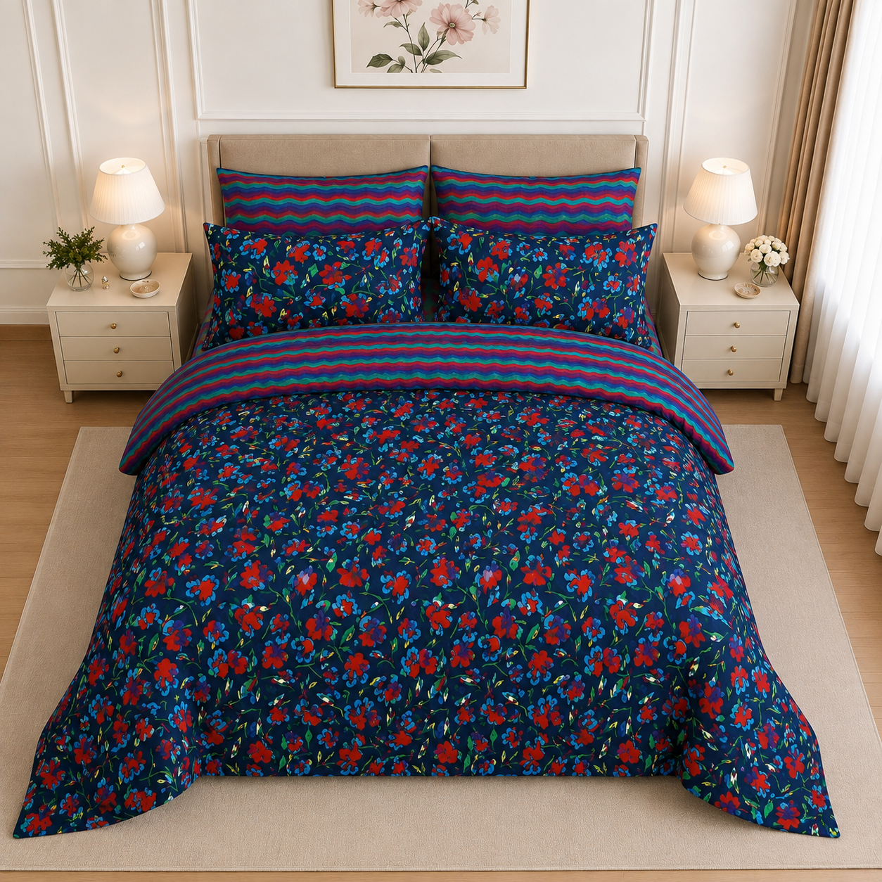 Soft Wildflower Cotton Printed Quilt Cover Set