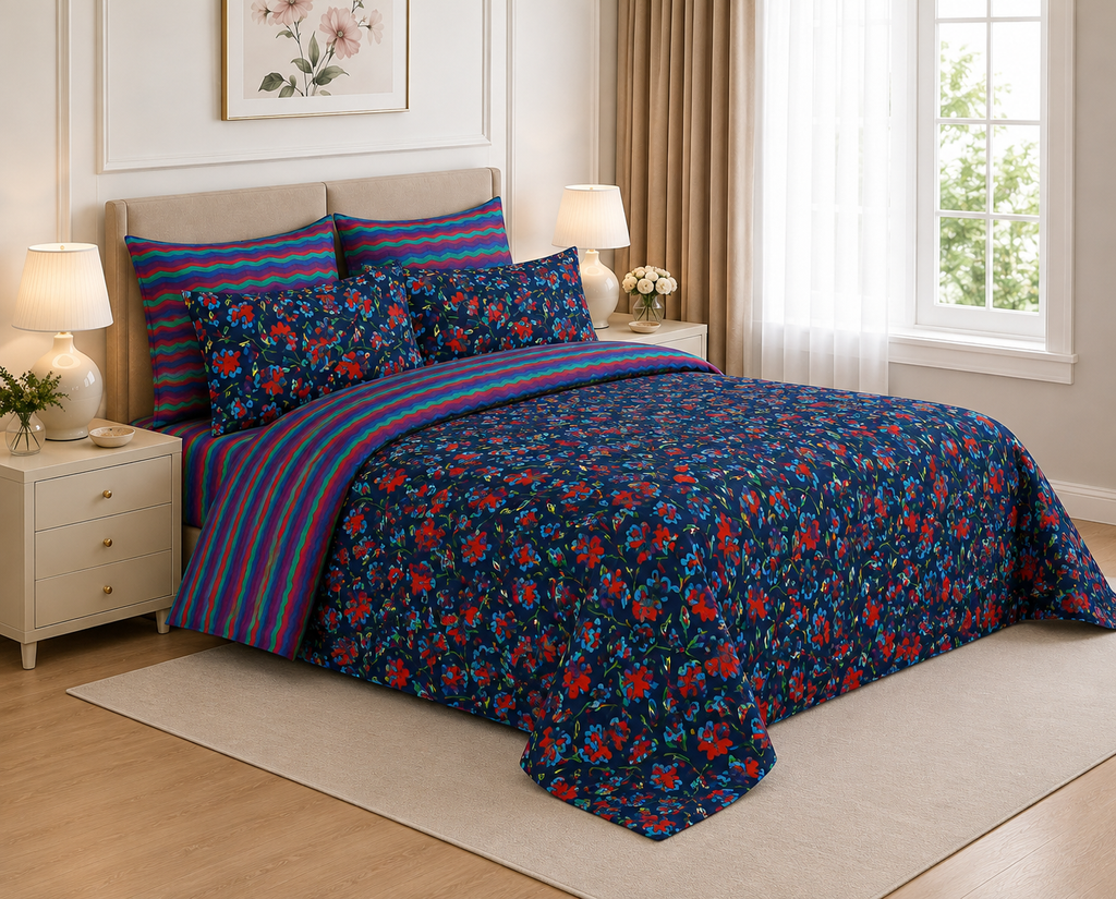 Soft Wildflower Cotton Printed Quilt Cover Set