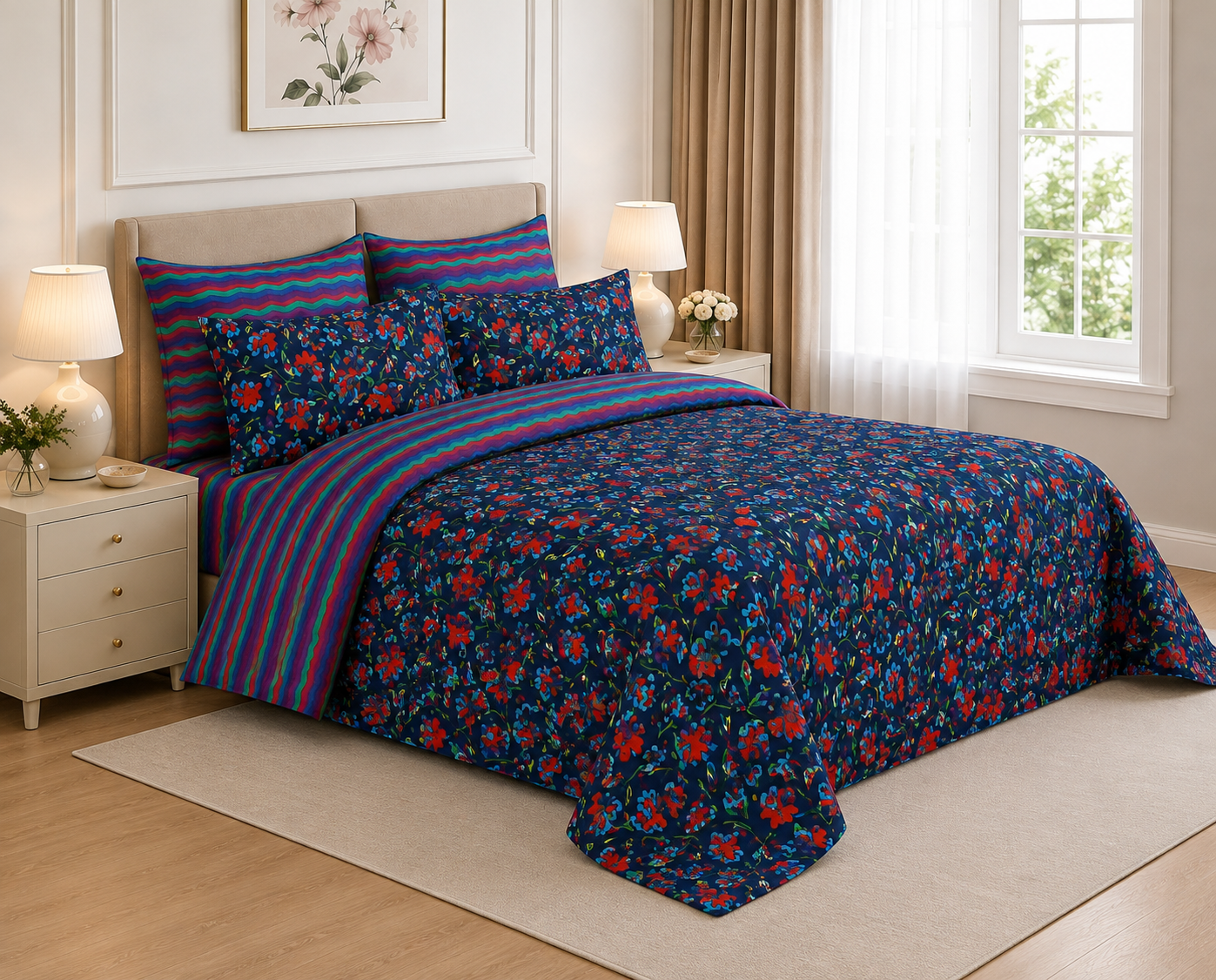 Soft Wildflower Cotton Printed Quilt Cover Set