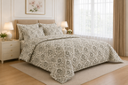 Sage Ethnic Border Cotton Printed Quilt Cover Set