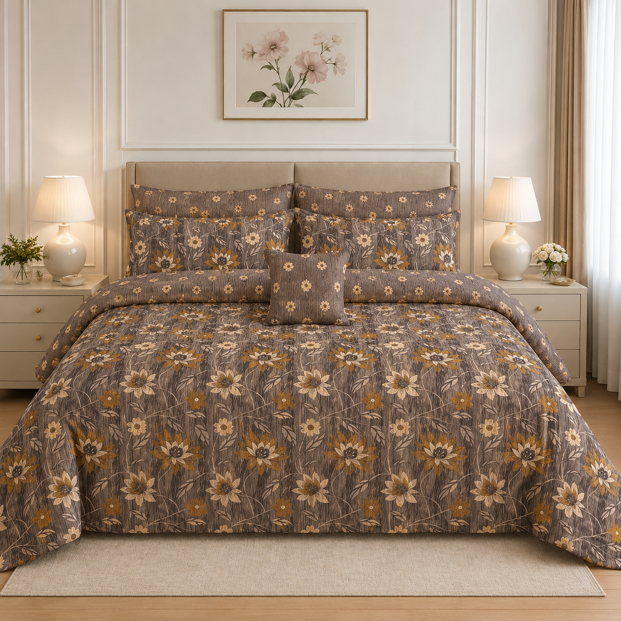 Ivory Vintage Floral Cotton Printed Quilt Cover Set