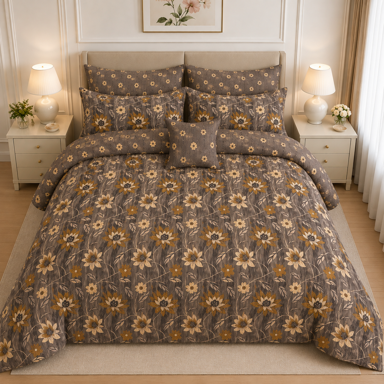 Ivory Vintage Floral Cotton Printed Quilt Cover Set