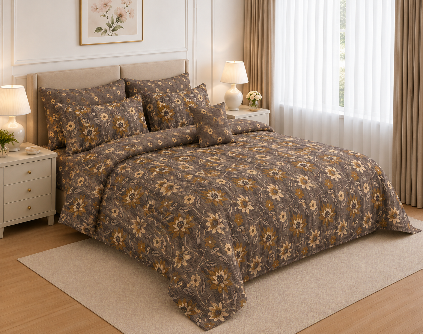 Ivory Vintage Floral Cotton Printed Quilt Cover Set