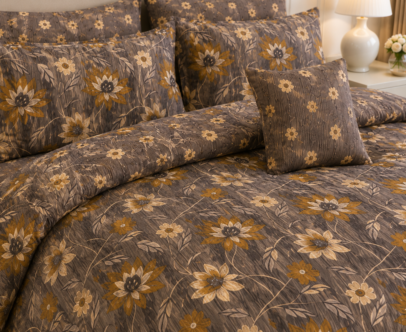 Ivory Vintage Floral Cotton Printed Quilt Cover Set