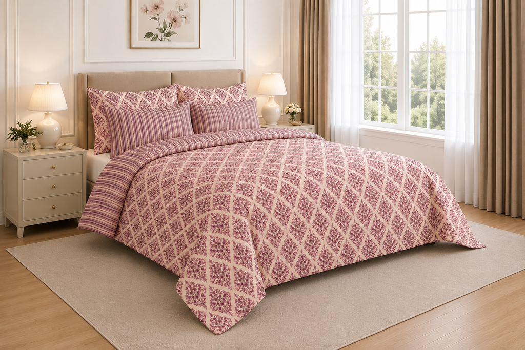 Teal Tropical Floral Cotton Printed Quilt Cover Set