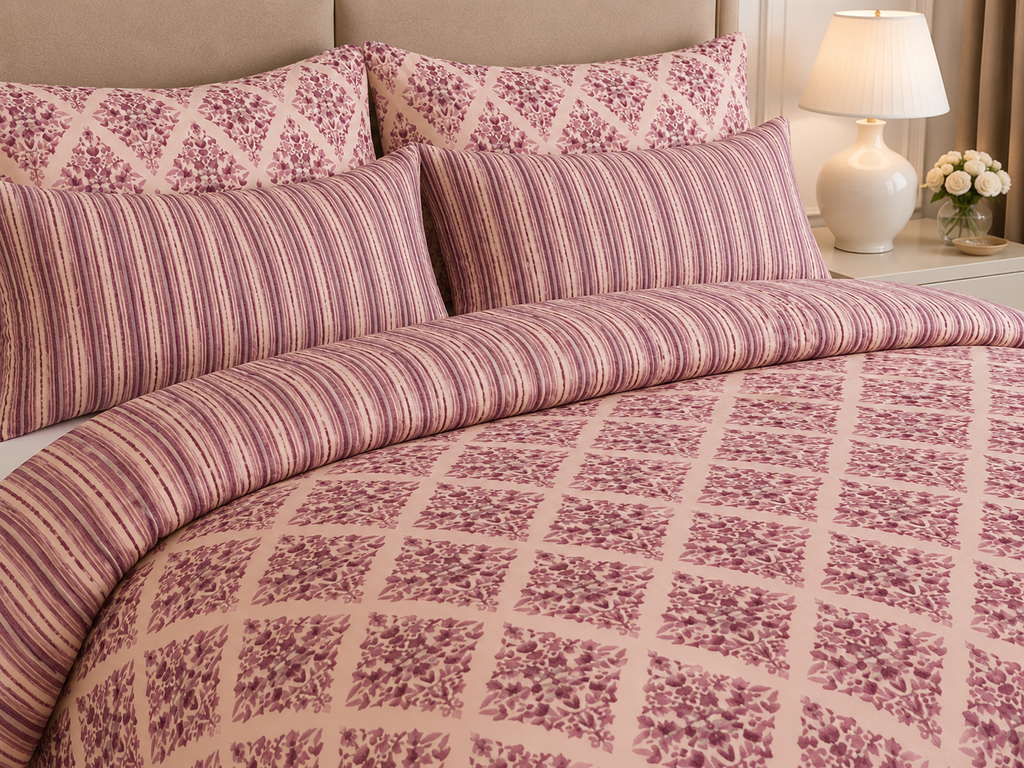 Teal Tropical Floral Cotton Printed Quilt Cover Set