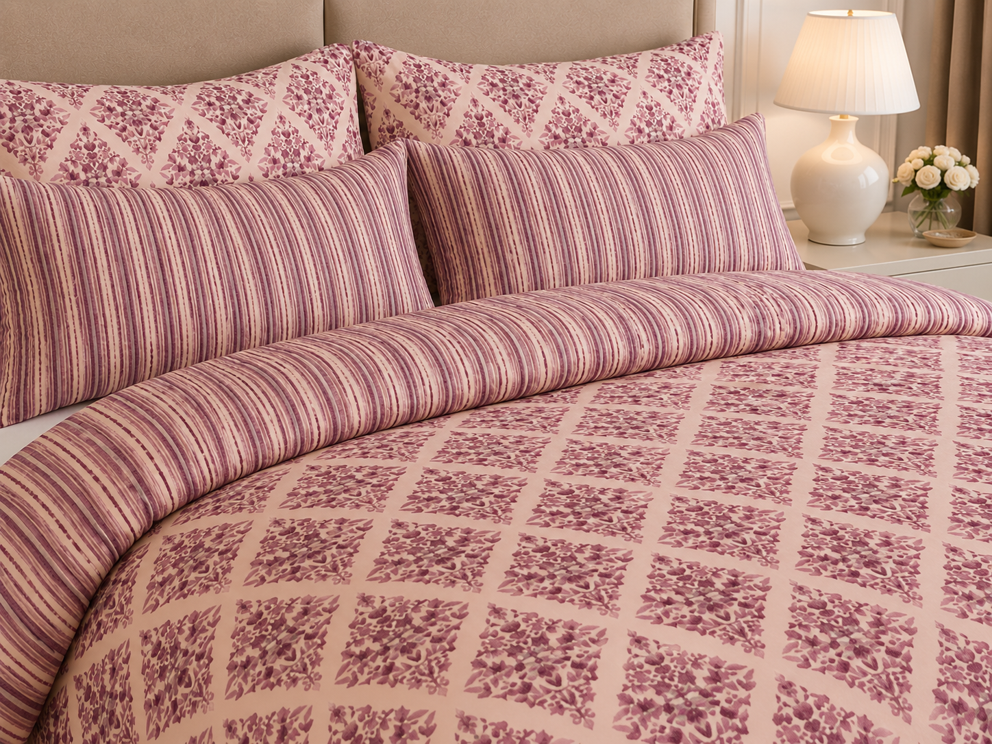 Teal Tropical Floral Cotton Printed Quilt Cover Set