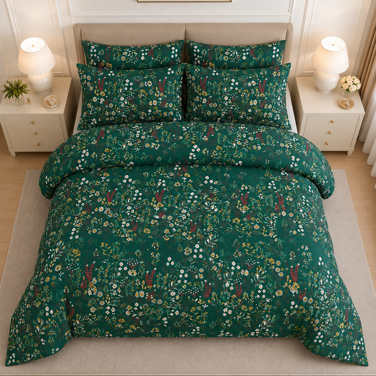 Cotton Printed Flower Quilt Cover Set