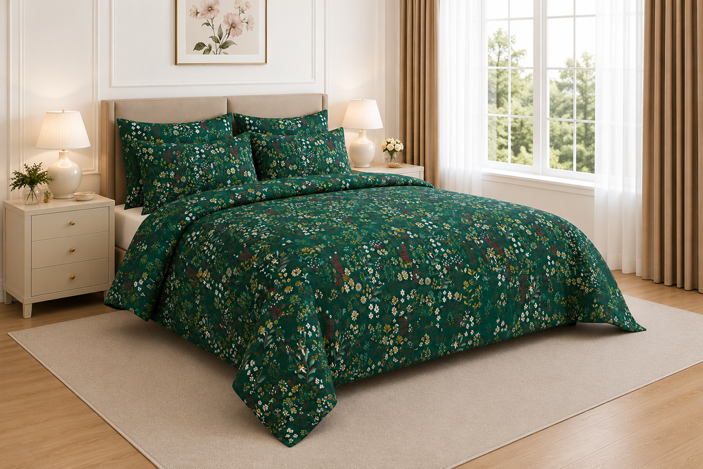 Cotton Printed Flower Quilt Cover Set