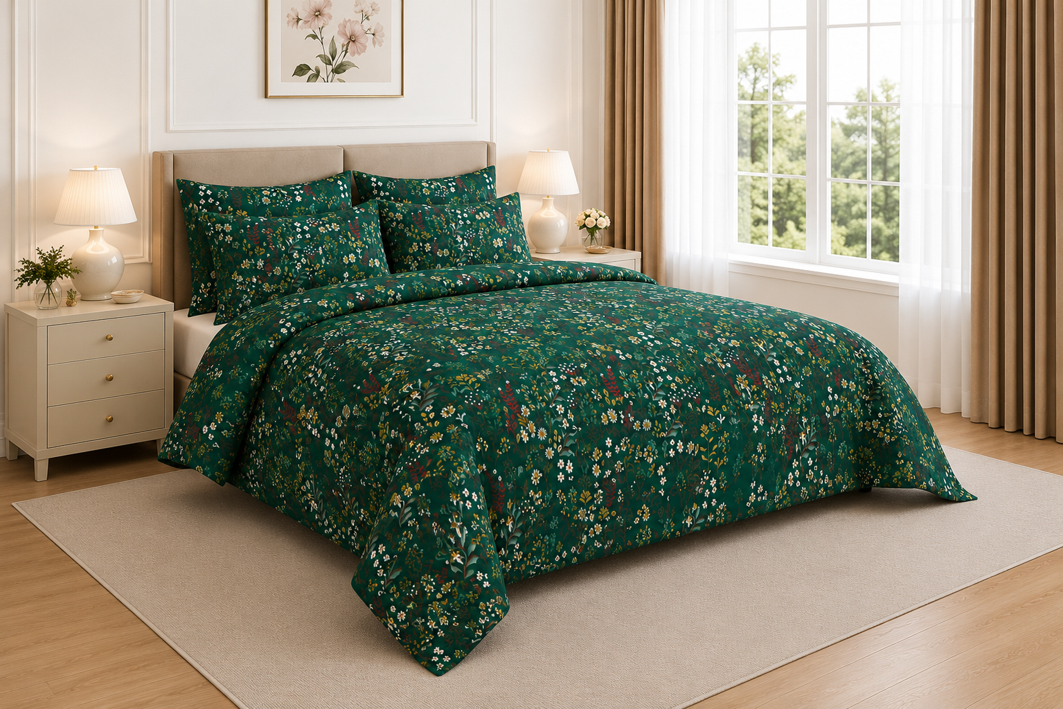 Cotton Printed Flower Quilt Cover Set
