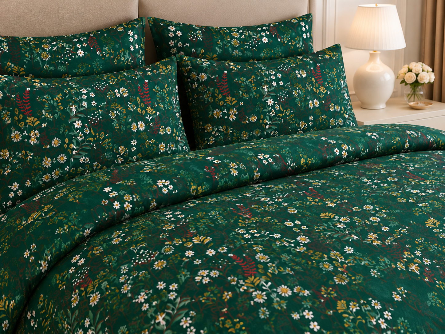 Cotton Printed Flower Quilt Cover Set