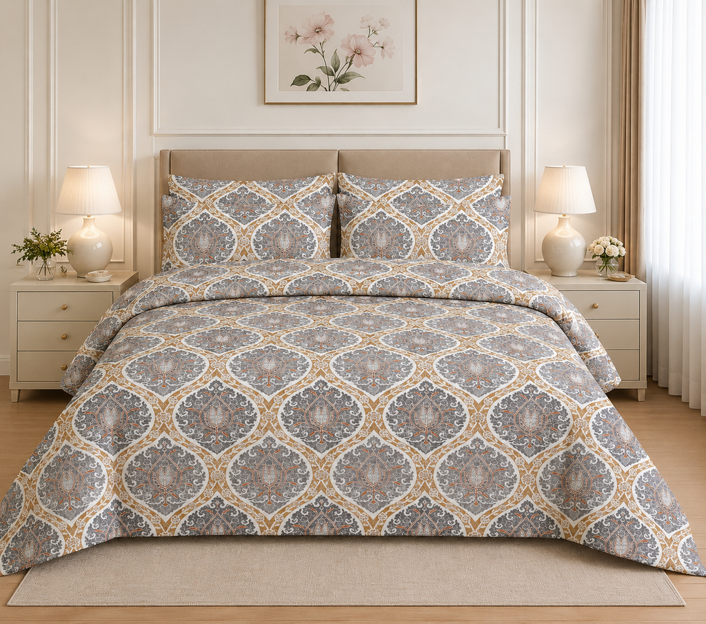 Dark Floral Cotton Printed Quilt Cover Set