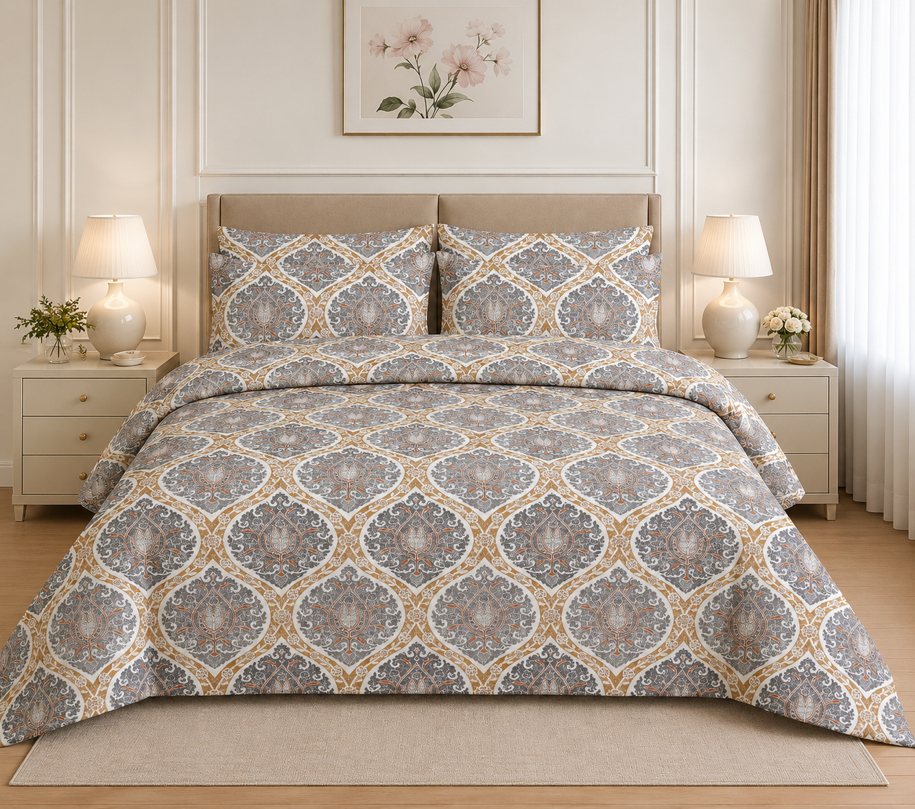 Dark Floral Cotton Printed Quilt Cover Set