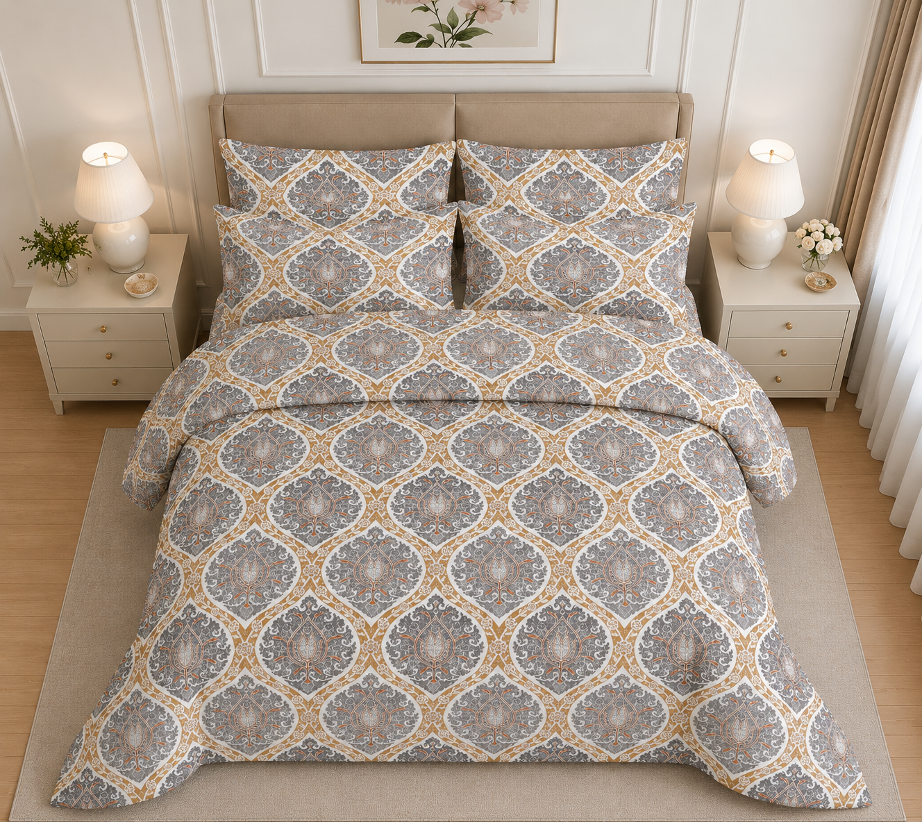 Dark Floral Cotton Printed Quilt Cover Set