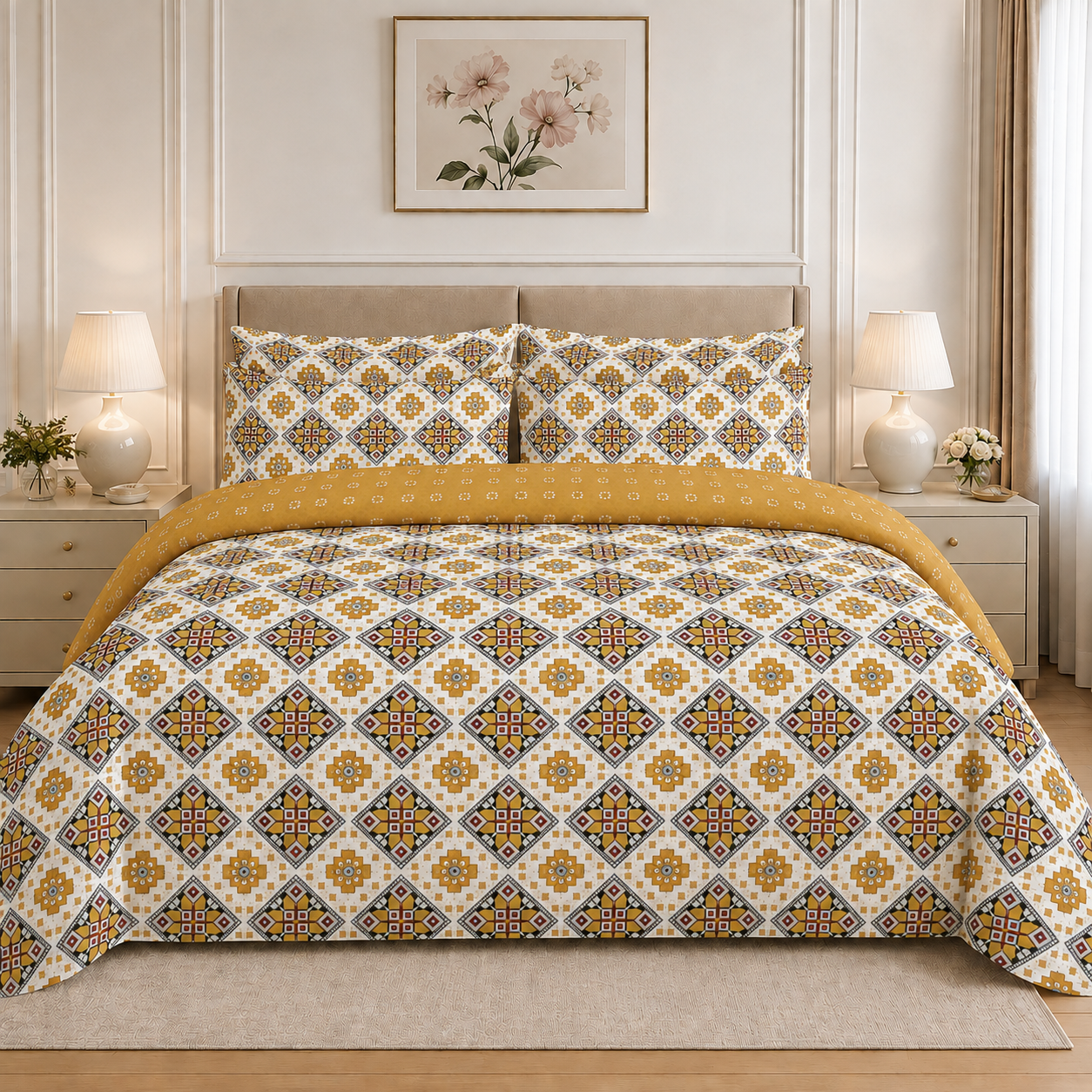 Monochrome Tree Cotton Printed Quilt Cover Set