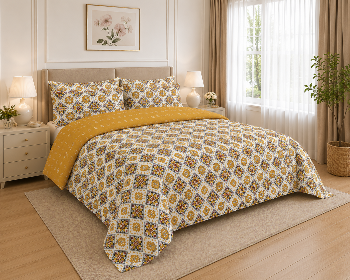 Monochrome Tree Cotton Printed Quilt Cover Set