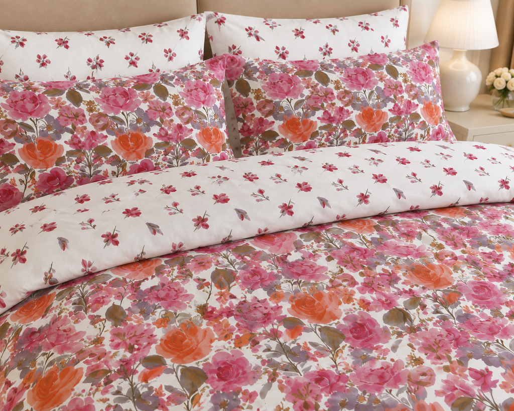 Muted Blossom Cotton Printed Bed Sheet Set