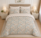 Mauve Jasmine Blossom Cotton Printed Bed Sheet Set