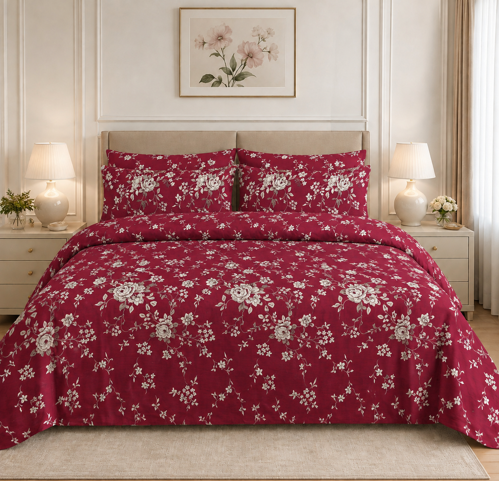 Rose Floral Cotton Printed Quilt Cover Set