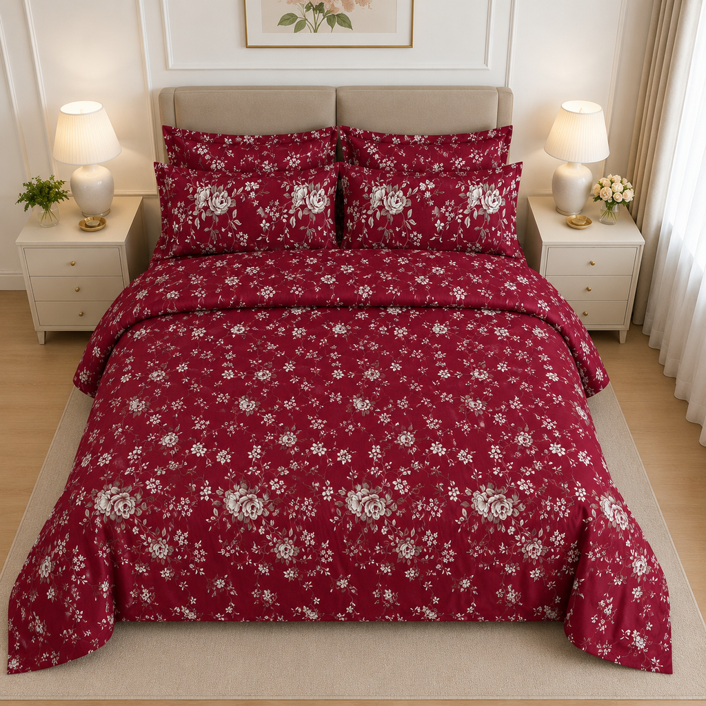 Rose Floral Cotton Printed Quilt Cover Set