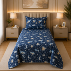 Printed Kids Soft Steel Blue Quilt Cover Set