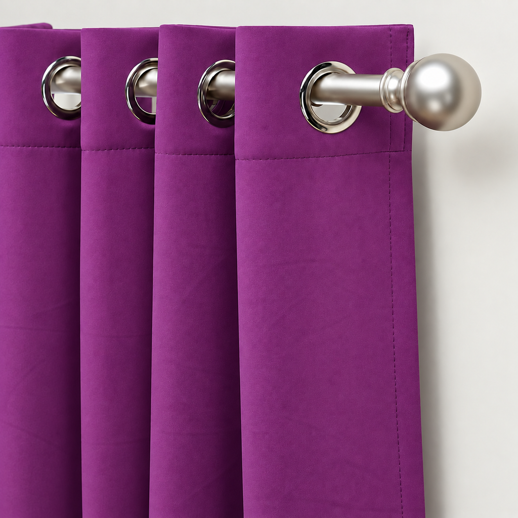 Set Of 2 Plain Purple Window Curtains Panels