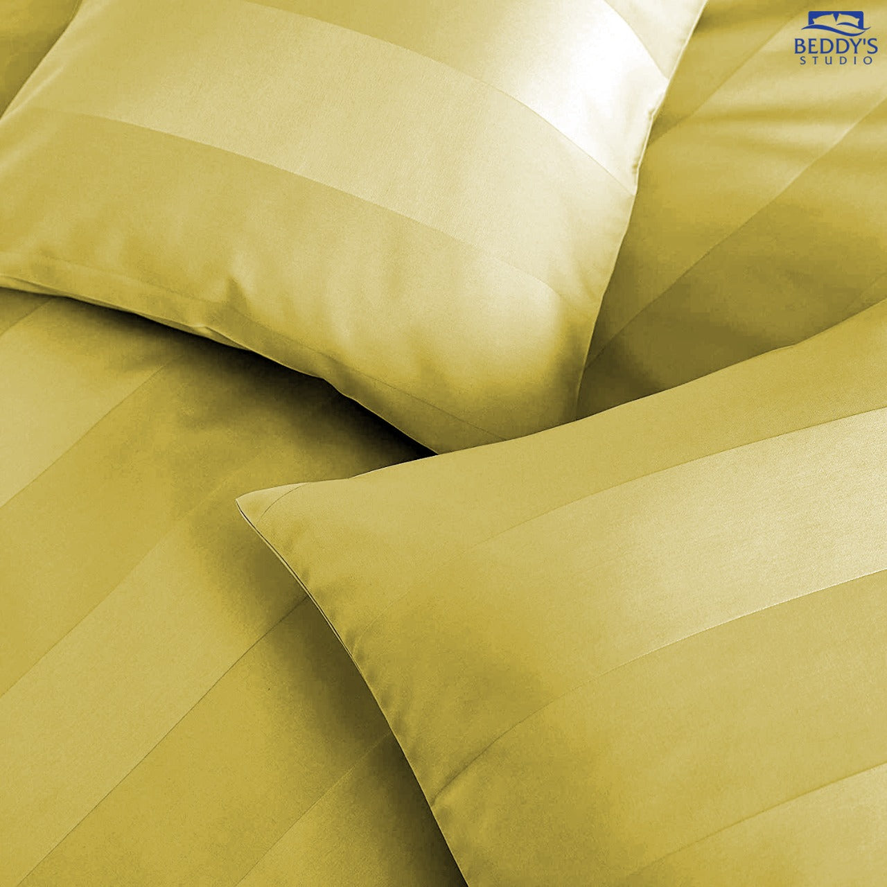 Pastel Lemon Yellow Luxury Hotel Stripe Bedsheet Set