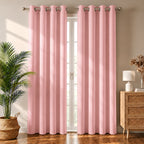 Set Of 2 Plain Baby Pink Window Curtains Panels