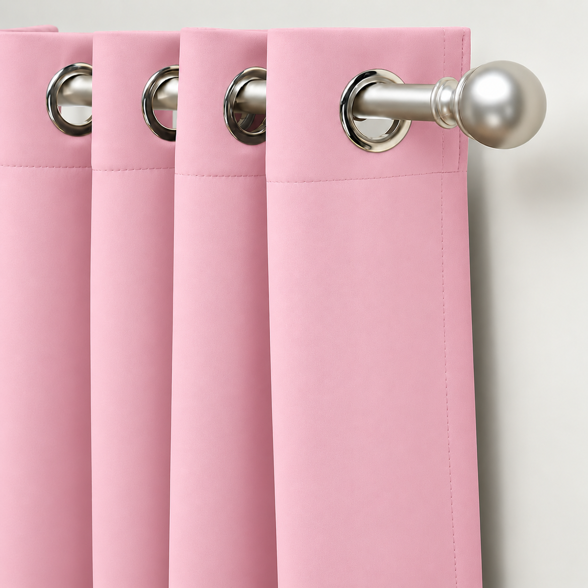 Set Of 2 Plain Baby Pink Window Curtains Panels
