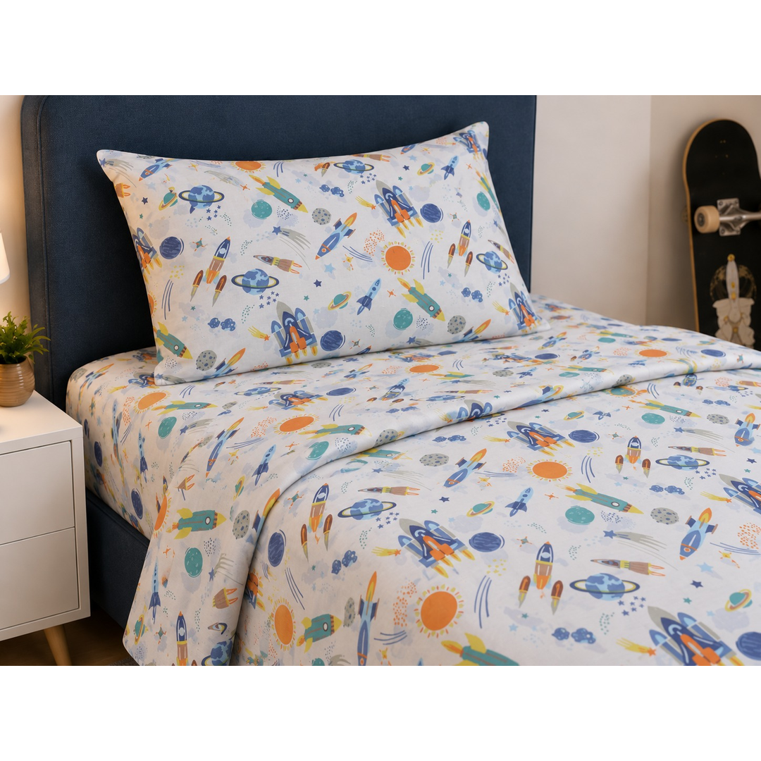 Deep Paint Printed Kids Bed Sheet Set