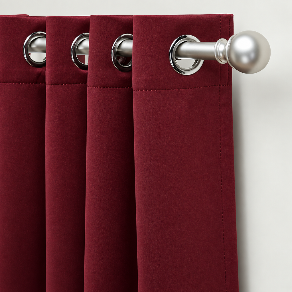 Set of 2 Plain Maroon Window Curtain Panels