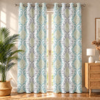 Printed Window Curtains Panel With Rings