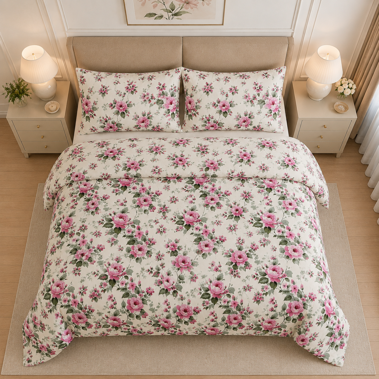 Damask Pattern Cotton Printed Quilt Cover Set