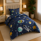 Printed Kids Deep Slate Blue Quilt Cover Set