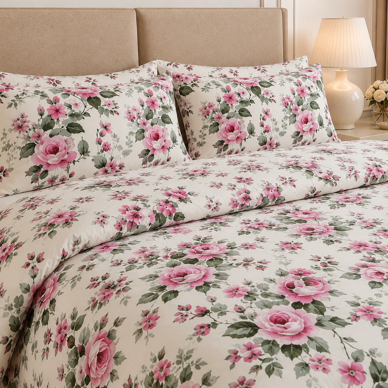 Damask Pattern Cotton Printed Quilt Cover Set