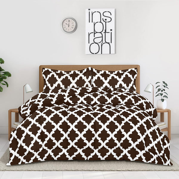 Geometric Brown - Micro Polyseter Printed Quilt Cover Set