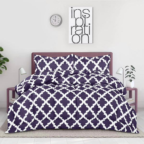 Geometric Purple - Micro Polyseter Printed Quilt Cover Set