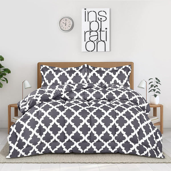 Geometric Grey - Micro Polyseter  Printed Bed Sheet Set