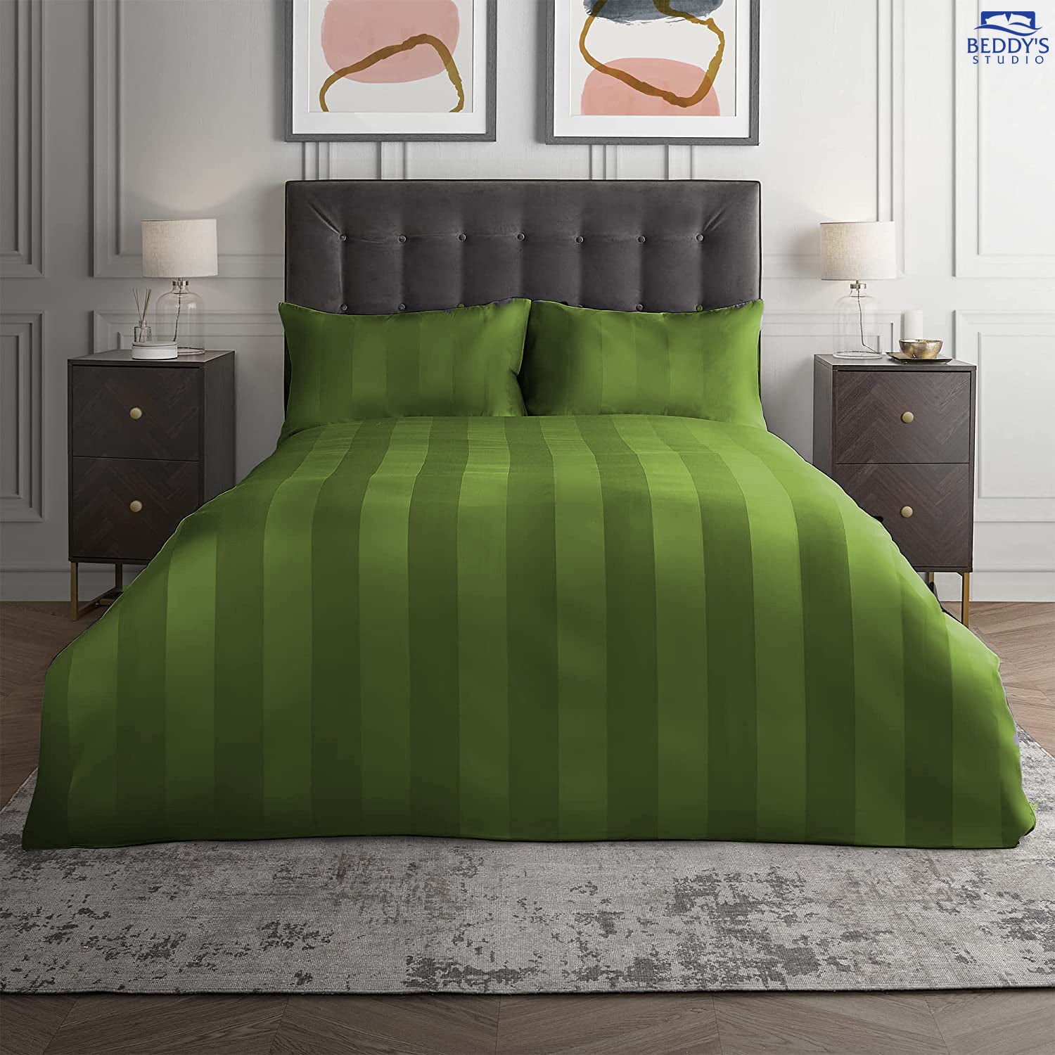 Green - Hotel Stripe Bedsheet Set