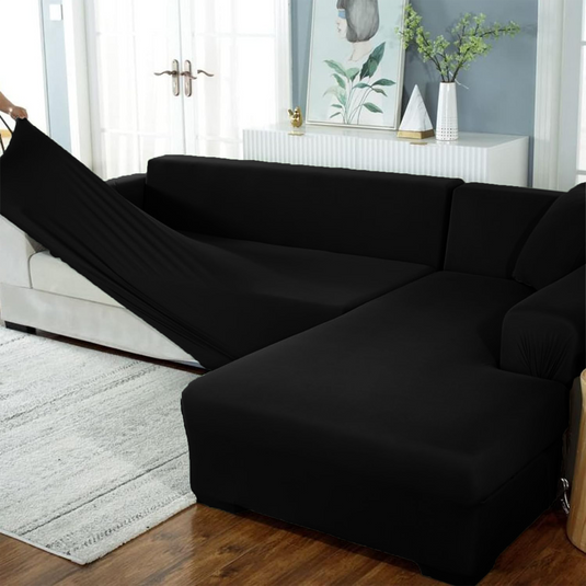 L Shape Sofa Cover - Black